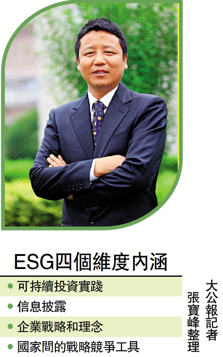 　　圖：柳學信表示，ESG每一個維度都有相應的市場機遇。