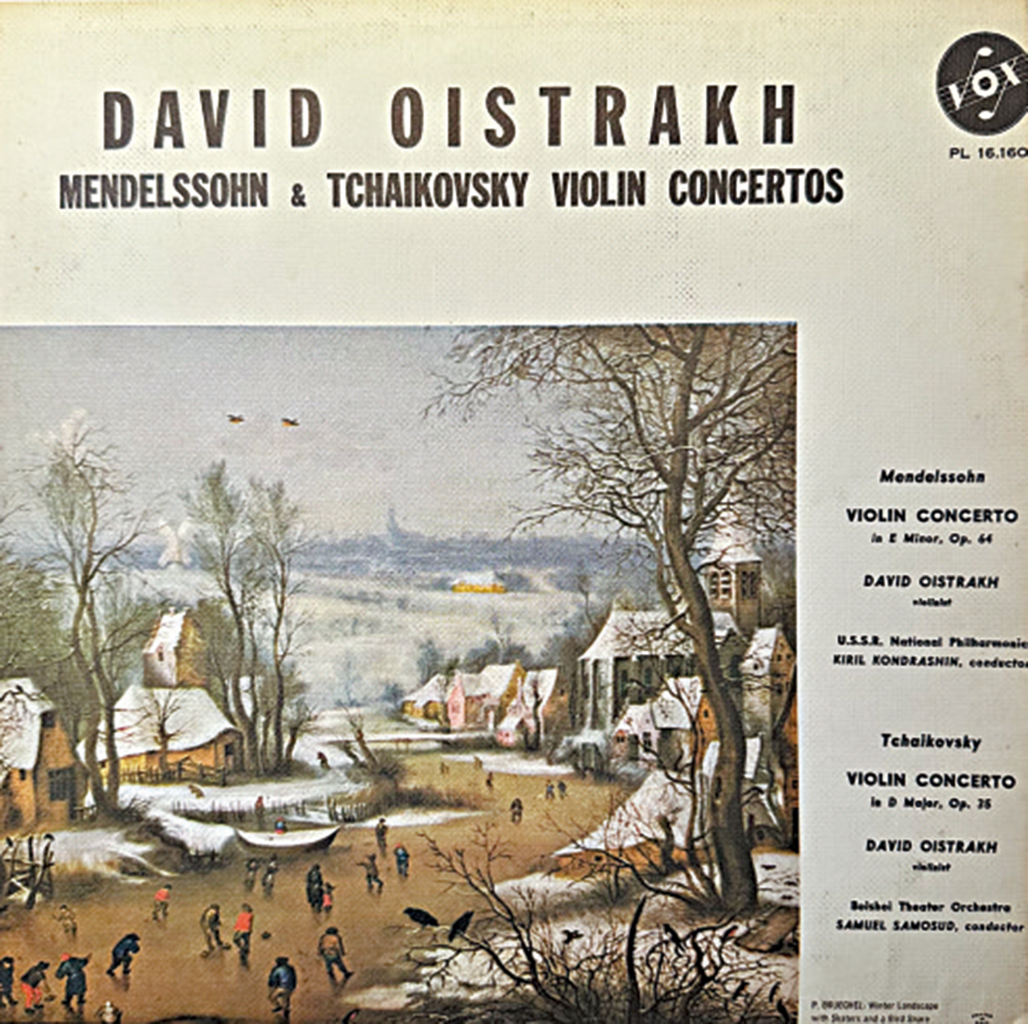 　　圖：「碟中畫」門德爾松《E小調小提琴協奏曲》&柴可夫斯基《D大調小提琴協奏曲》／《有滑冰者和捕鳥器的冬景》