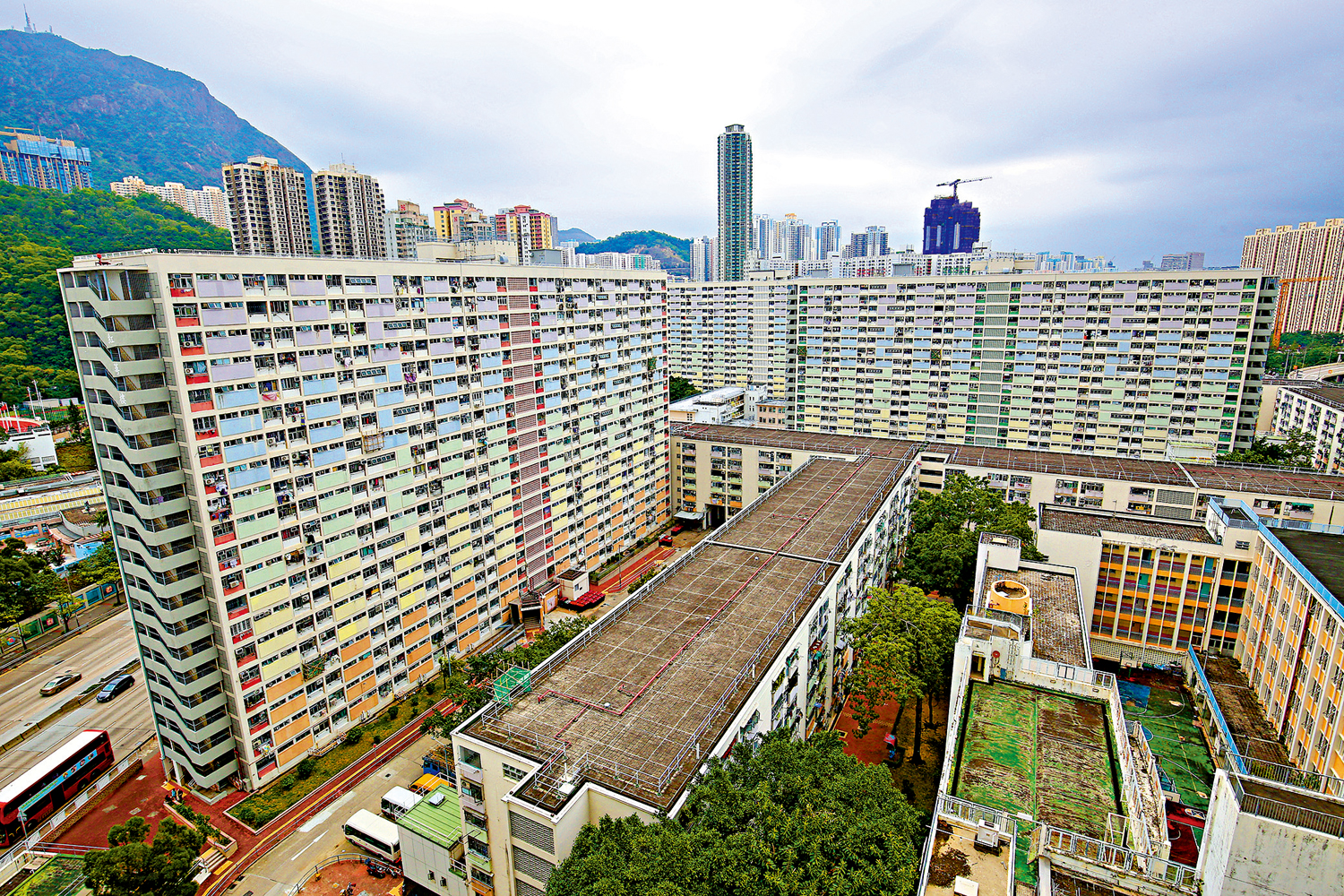 　　圖：彩虹邨由11幢高低不一的大廈組成，望上去錯落有致，豐富了視覺效果。