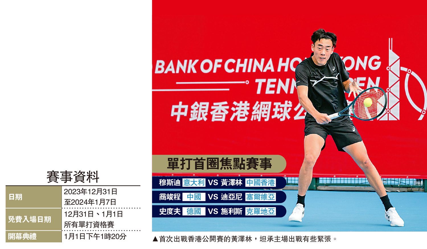 　　圖：首次出戰香港公開賽的黃澤林，坦承主場出戰有些緊張。