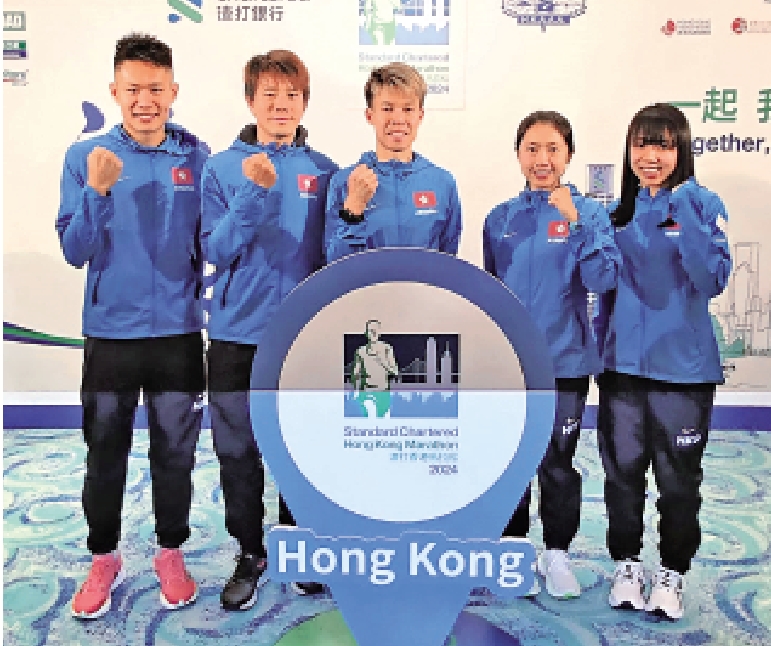 　　圖：香港跑手（左起）黃啟樂、紀嘉文、張耀樑、黃詠研、黃美欣將參加亞錦賽。