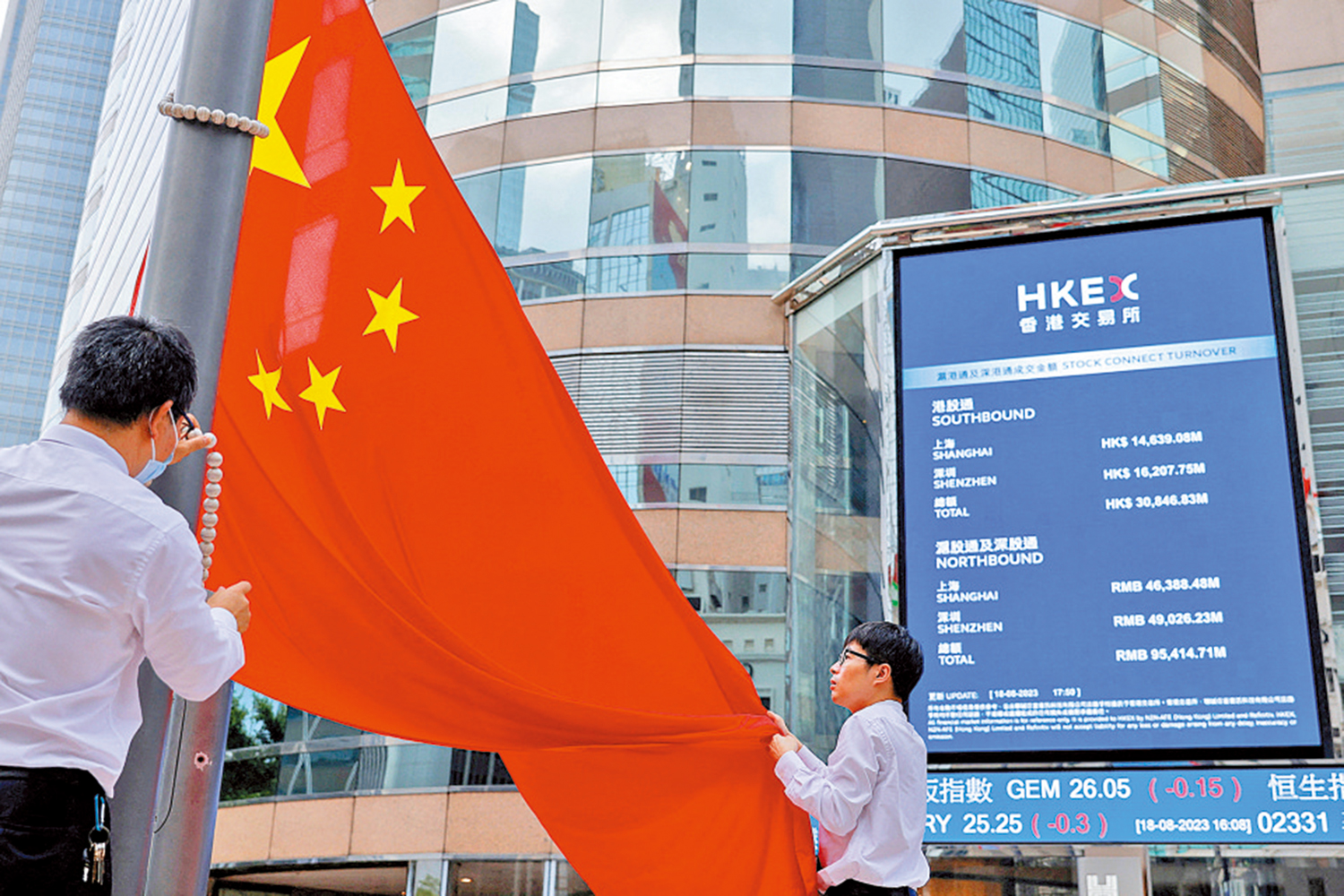 　　圖：香港在「一國兩制」下，享有「背靠祖國，聯通世界」的特點。