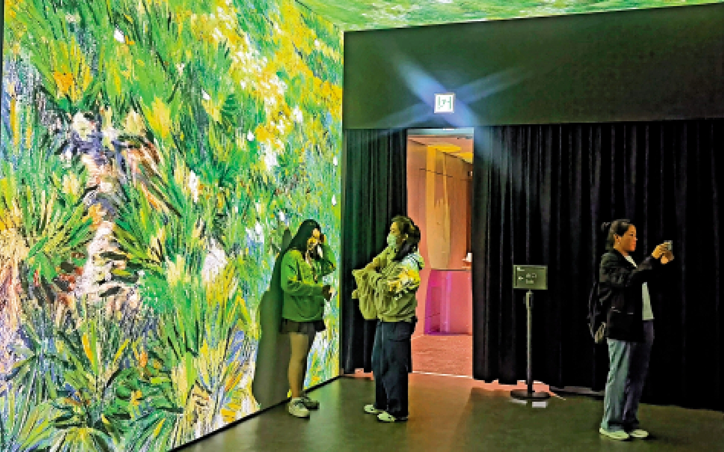 　　圖：文森·梵高《長草地與蝴蝶》互動媒體裝置，打造沉浸式觀賞空間。