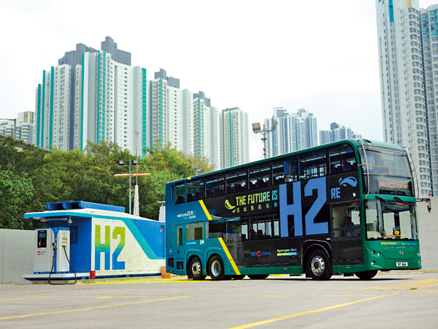 　　圖：城巴首輛雙層氫能巴士，預計短期內可在九龍區的20號線投入服務。