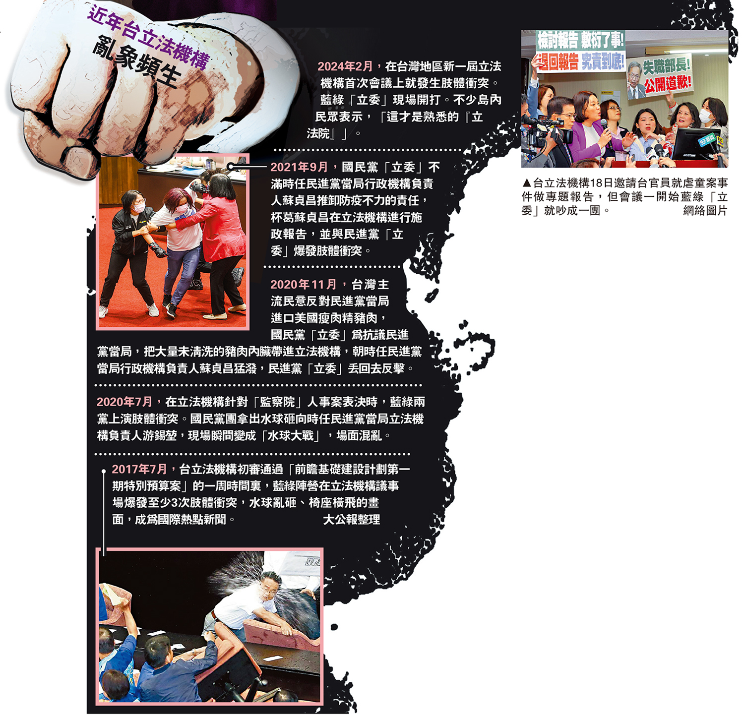 　　圖：近年台立法機構  亂象頻生