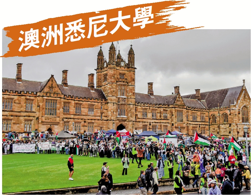 　　圖：澳洲悉尼大學學生3日進行反戰示威。\法新社
