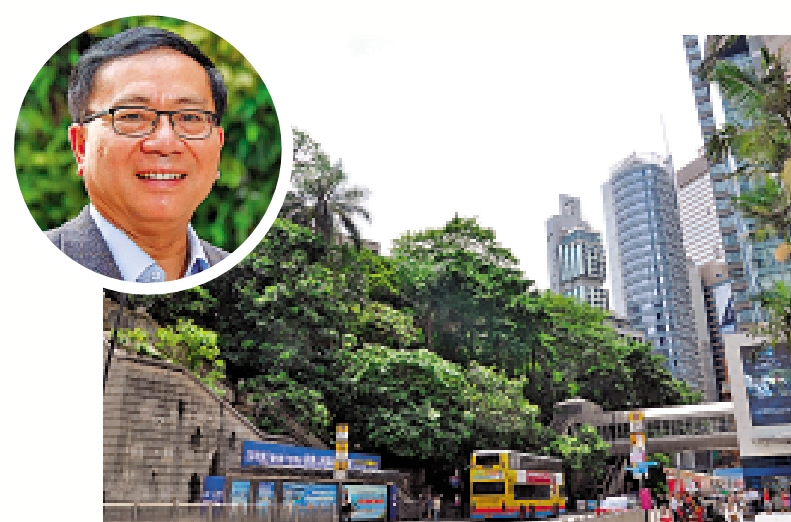 　　圖：郭海（小圖）表示，推動「藍綠灰基建」有助緩解香港熱島效應。