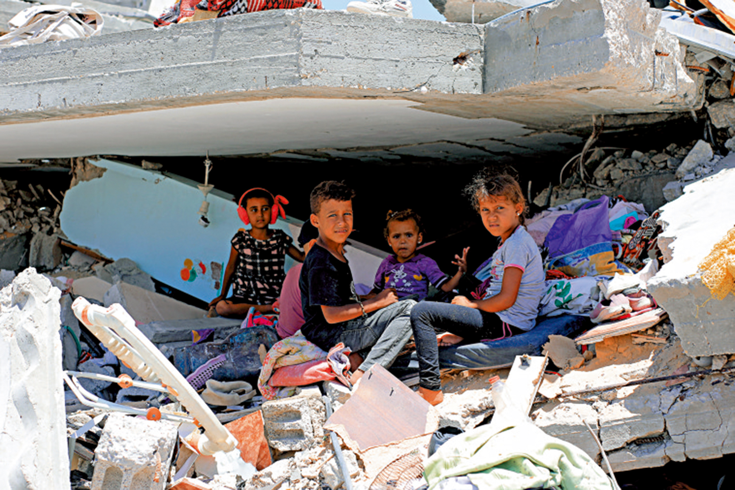 　　圖：五月三十一日拍攝的加沙地帶的兒童。\新華社