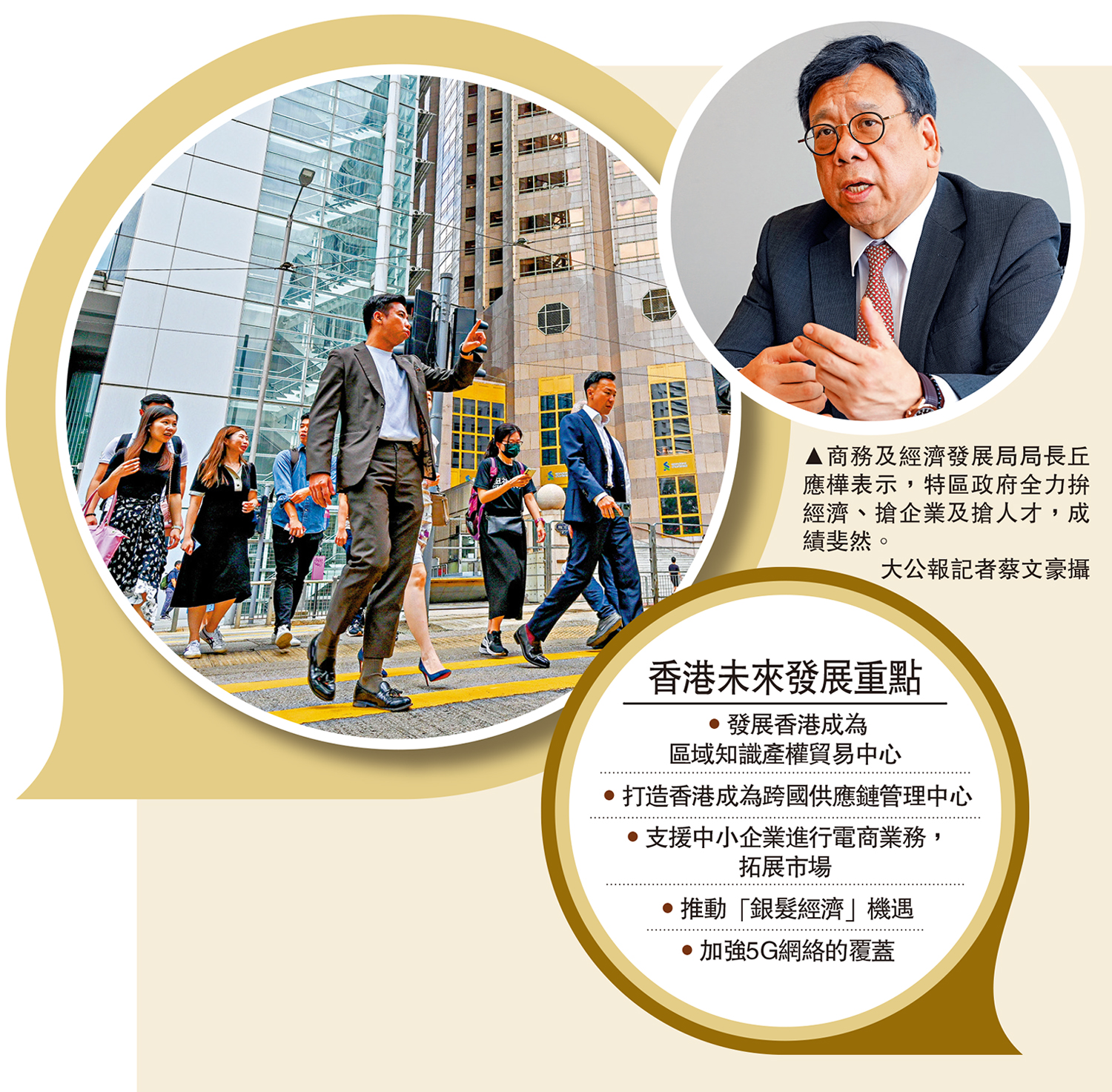 　　圖：商務及經濟發展局局長丘應樺表示，特區政府全力拚經濟、搶企業及搶人才，成績斐然。\大公報記者蔡文豪攝