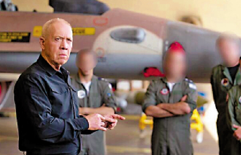 　　圖：以色列防長加蘭特18日到訪該國北部的空軍基地。\網絡圖片