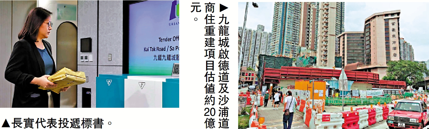 　　左圖：長實代表投遞標書。右圖：九龍城啟德道及沙浦道商住重建項目估值約20億元。