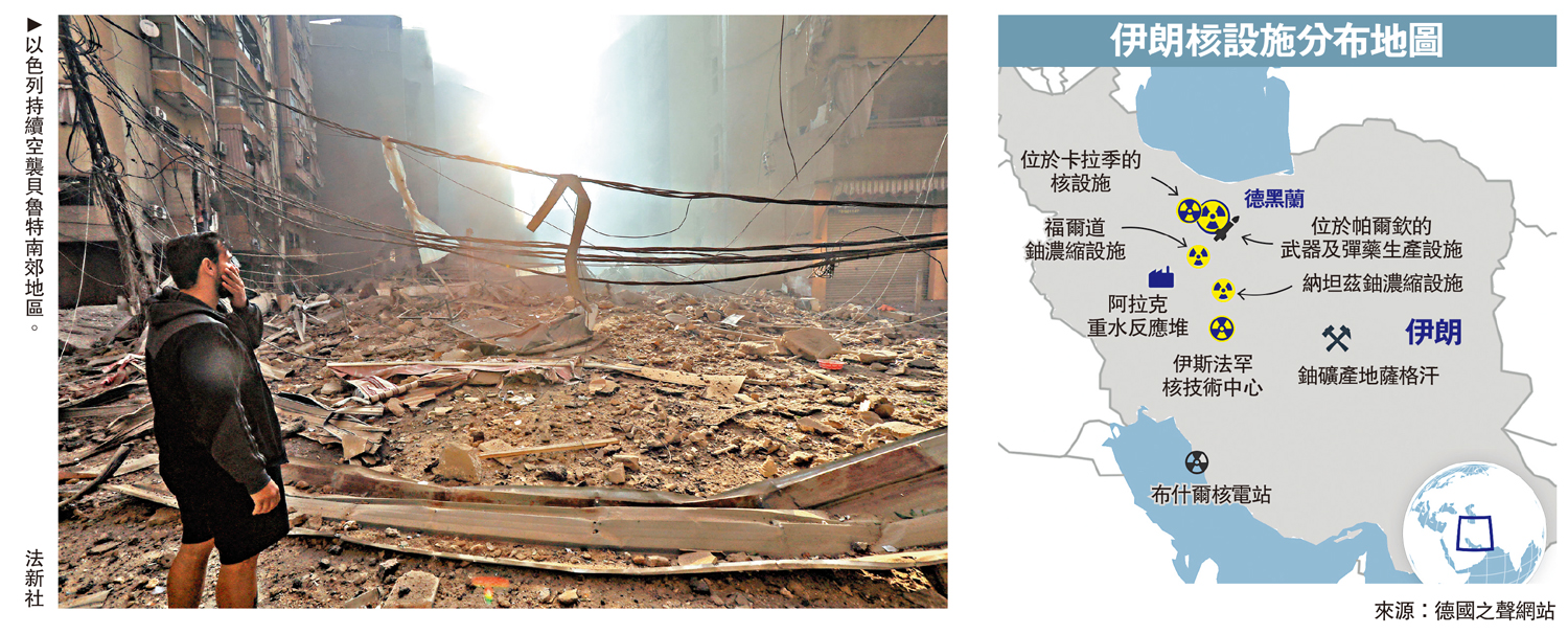 　　圖：以色列持續空襲貝魯特南郊地區。\法新社