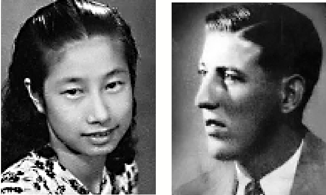 　　圖：中國姑娘梁秀金與英國士兵約翰·韋弗的存世照片。