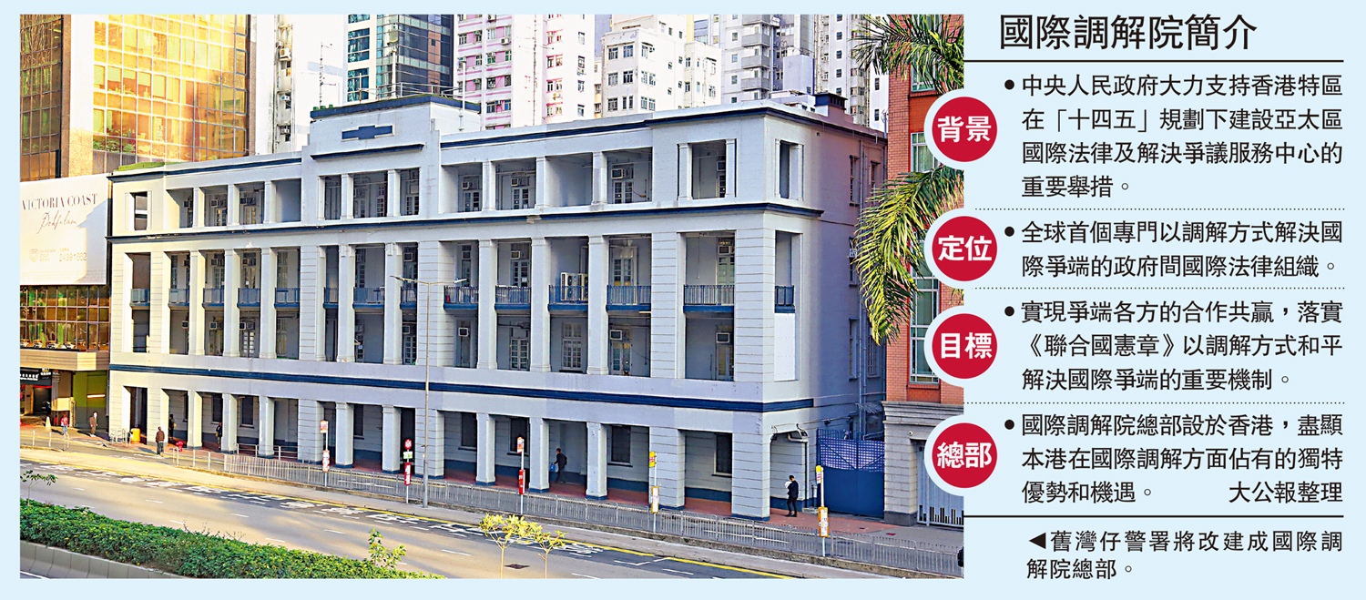 　　圖：舊灣仔警署將改建成國際調解院總部。