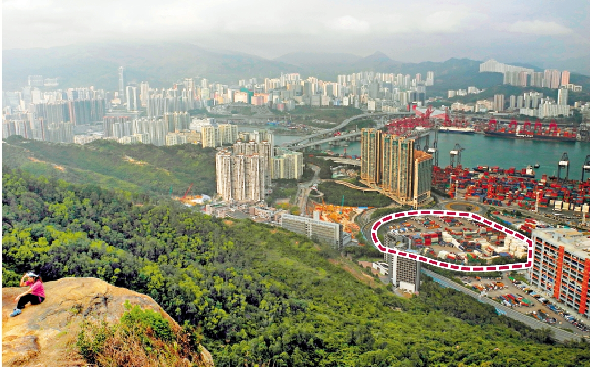 　　圖：青衣的物流及公眾停車場用地（紅圈所示）招標，市場估值約74億至98億元，明年2月21日截標。