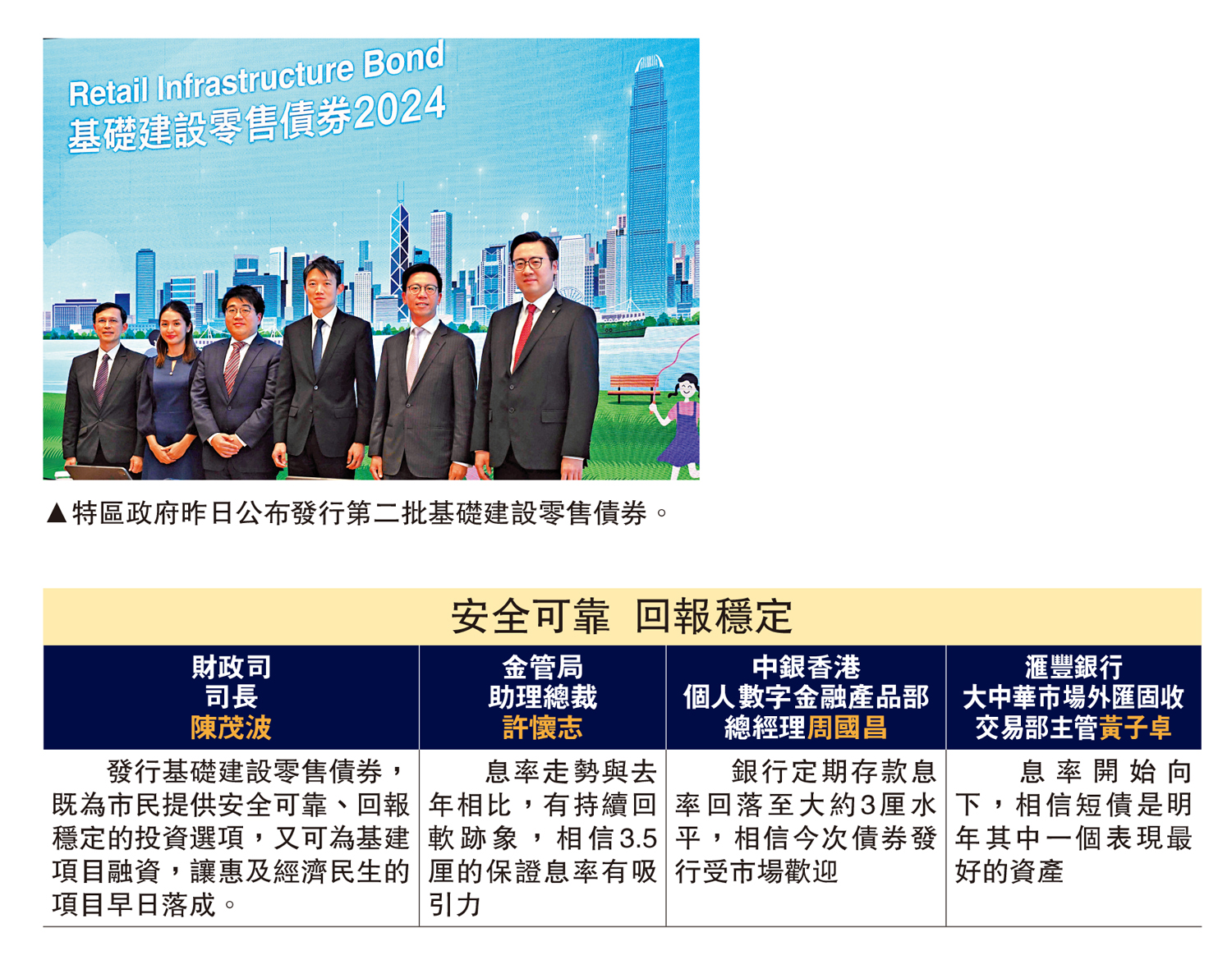 　　圖：特區政府昨日公布發行第二批基礎建設零售債券。