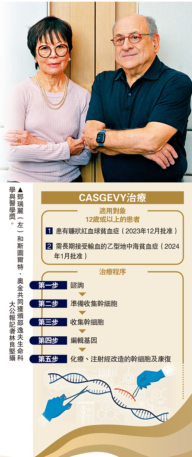 　　圖：鄧瑞麗（左）和斯圖爾特·奧金共同獲頒邵逸夫生命科學與醫學獎。\大公報記者 林良堅攝