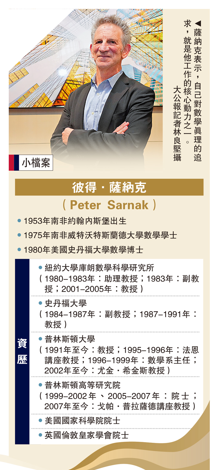 　　圖：薩納克表示，自己對數學真理的追求，就是他工作的核心動力之一。\大公報記者林良堅攝