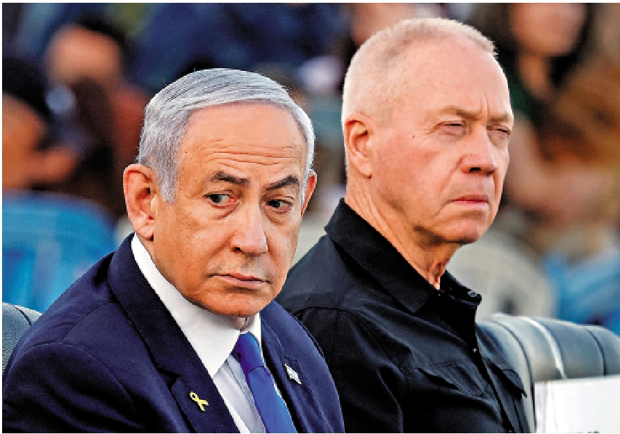 　　圖：ICC向以色列總理內塔尼亞胡（前）和前防長加蘭特發布逮捕令。\路透社