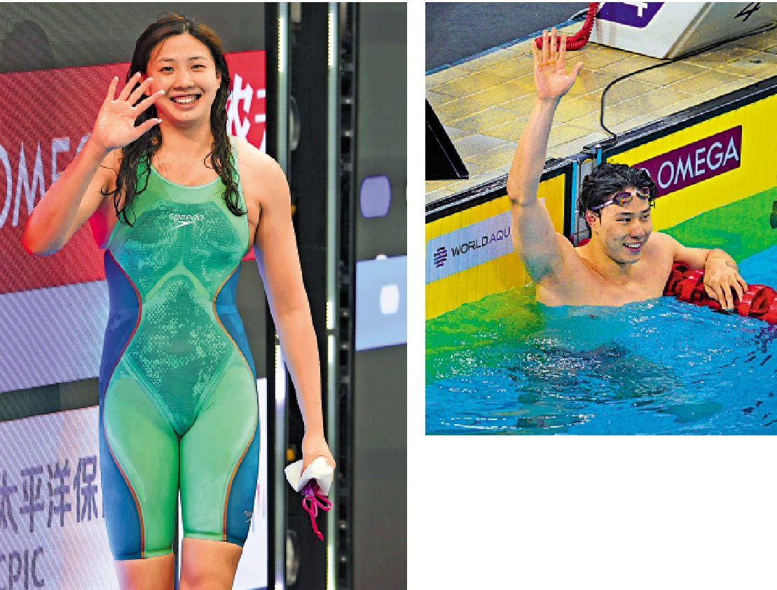 　　右圖：中國泳手覃海洋。\資料圖片；左圖：中國泳手唐錢婷。\資料圖片