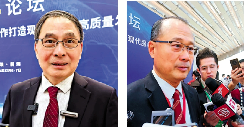 　　左圖：前海國際事務研究院院長、香港中文大學（深圳）教授鄭永年；右圖：全國政協常委、香港中華總商會會長蔡冠深。