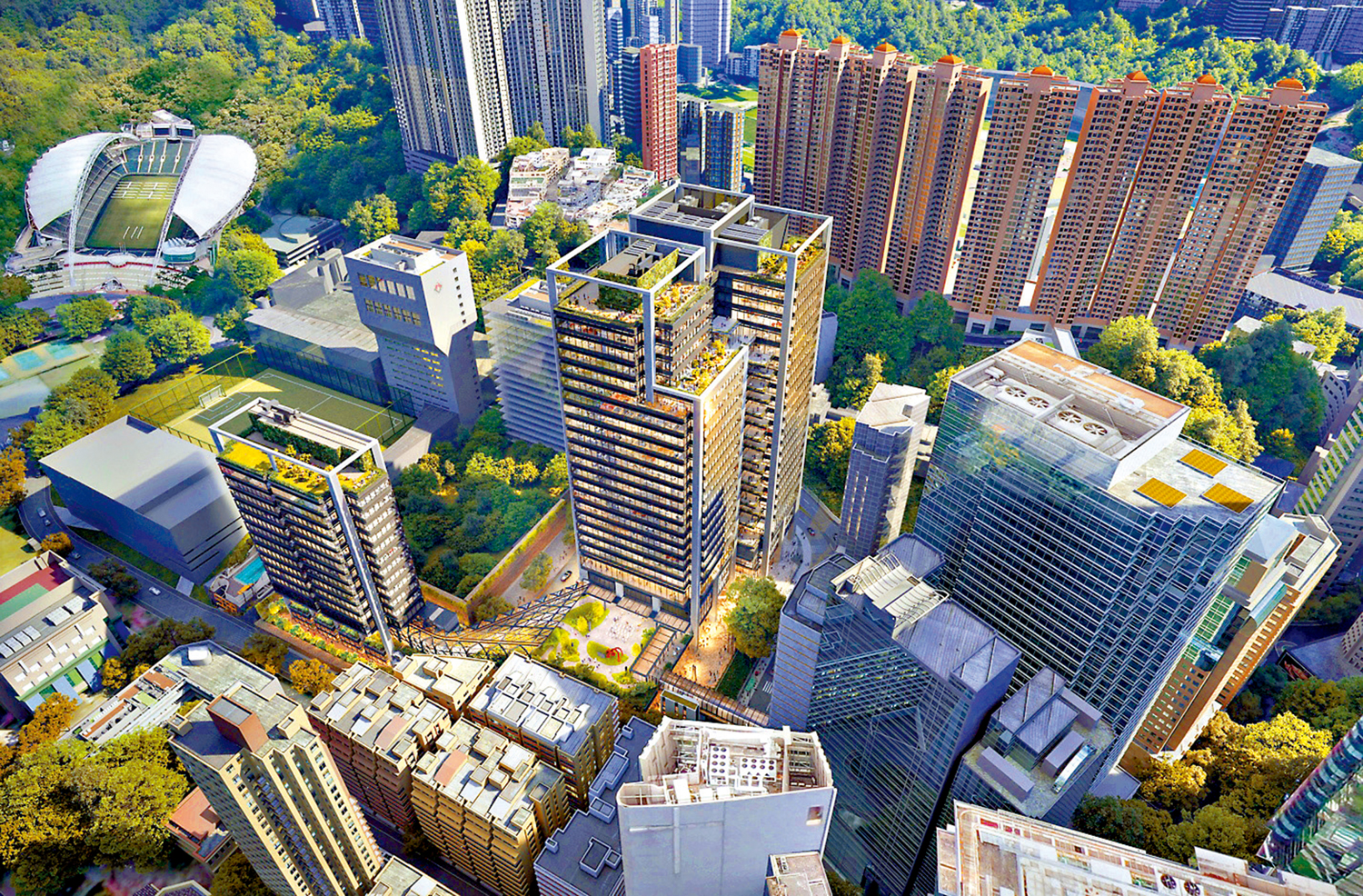 　　圖：利園八期有6萬方呎綠化開放空間的城市公園。\電腦模擬圖