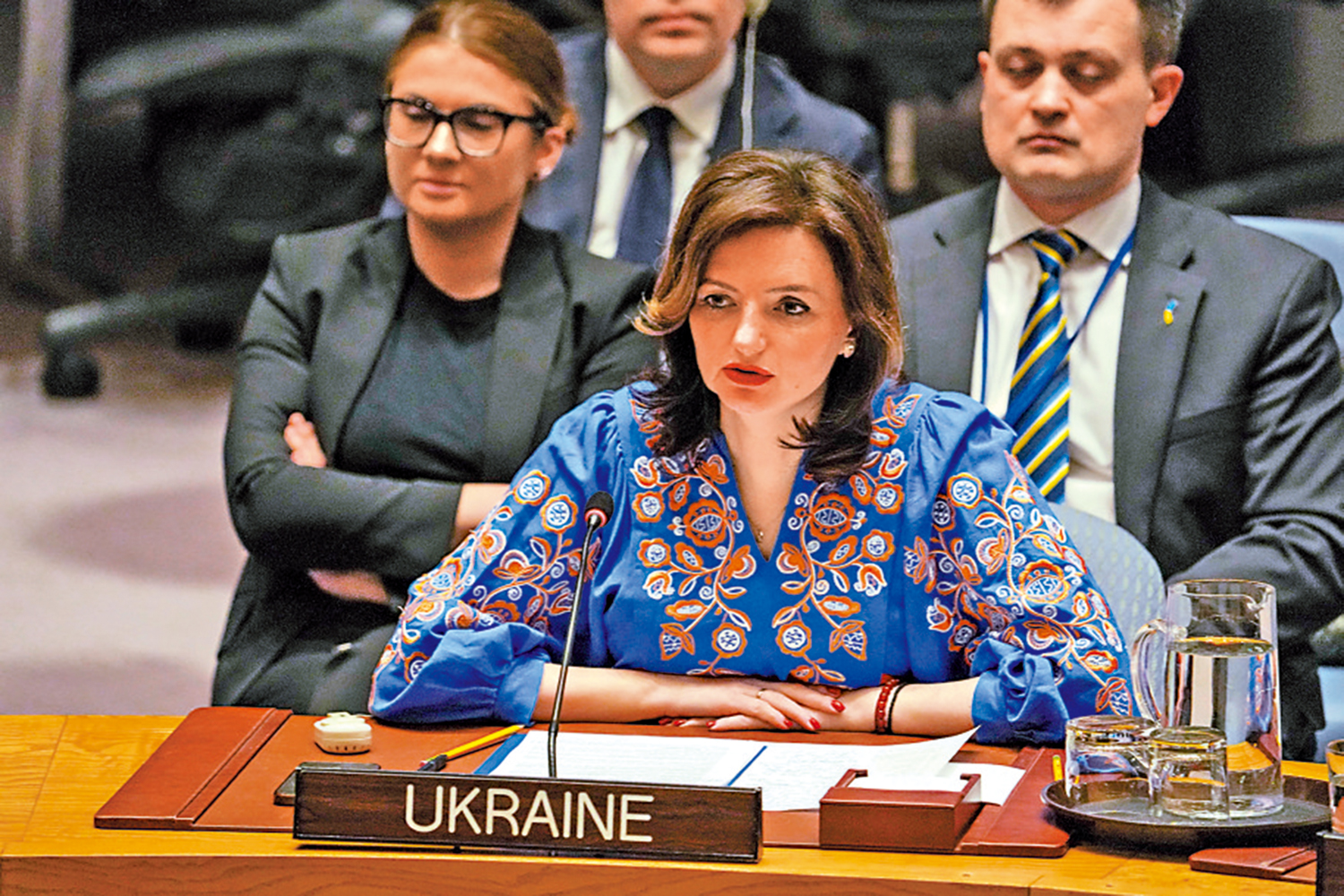 　　圖：烏克蘭副外長貝斯塔24日在安理會發言。\路透社