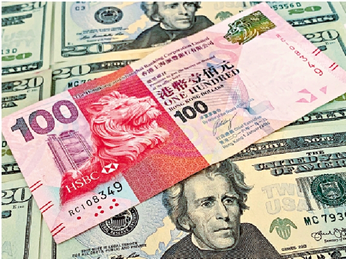 　　圖：自實施聯繫匯率制度後，港元兌美元的匯率一直保持穩定。