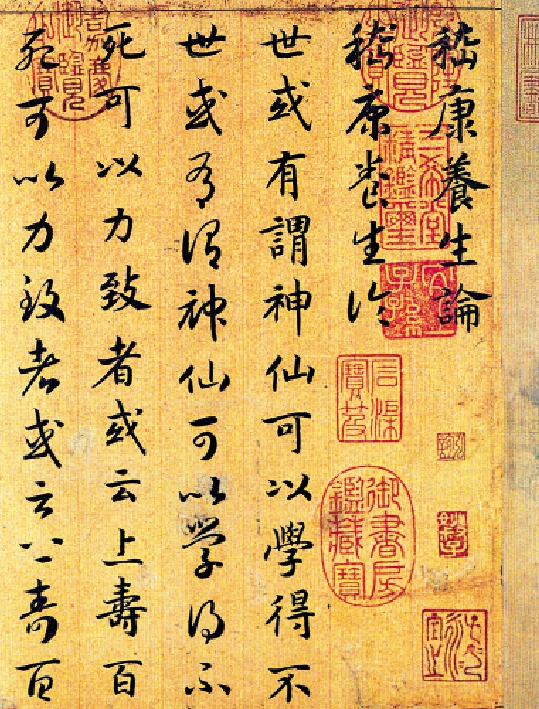 　　圖：宋高宗趙構書《養生論》（局部）。/資料圖片