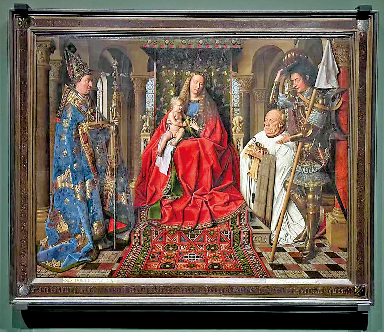 　　圖：揚·凡·艾克（Jan van Eyck）畫作《聖母與教士喬瑞斯·凡·德·佩勒》。\作者供圖