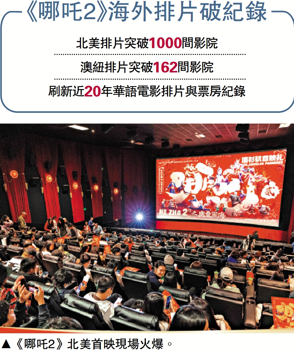 圖:《哪吒2》北美首映現場火爆。