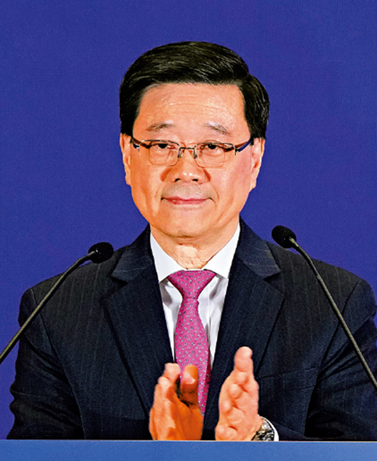 圖:李家超呼籲香港市民飲水思源,回報國家的支持。\大公報記者麥潤田攝
