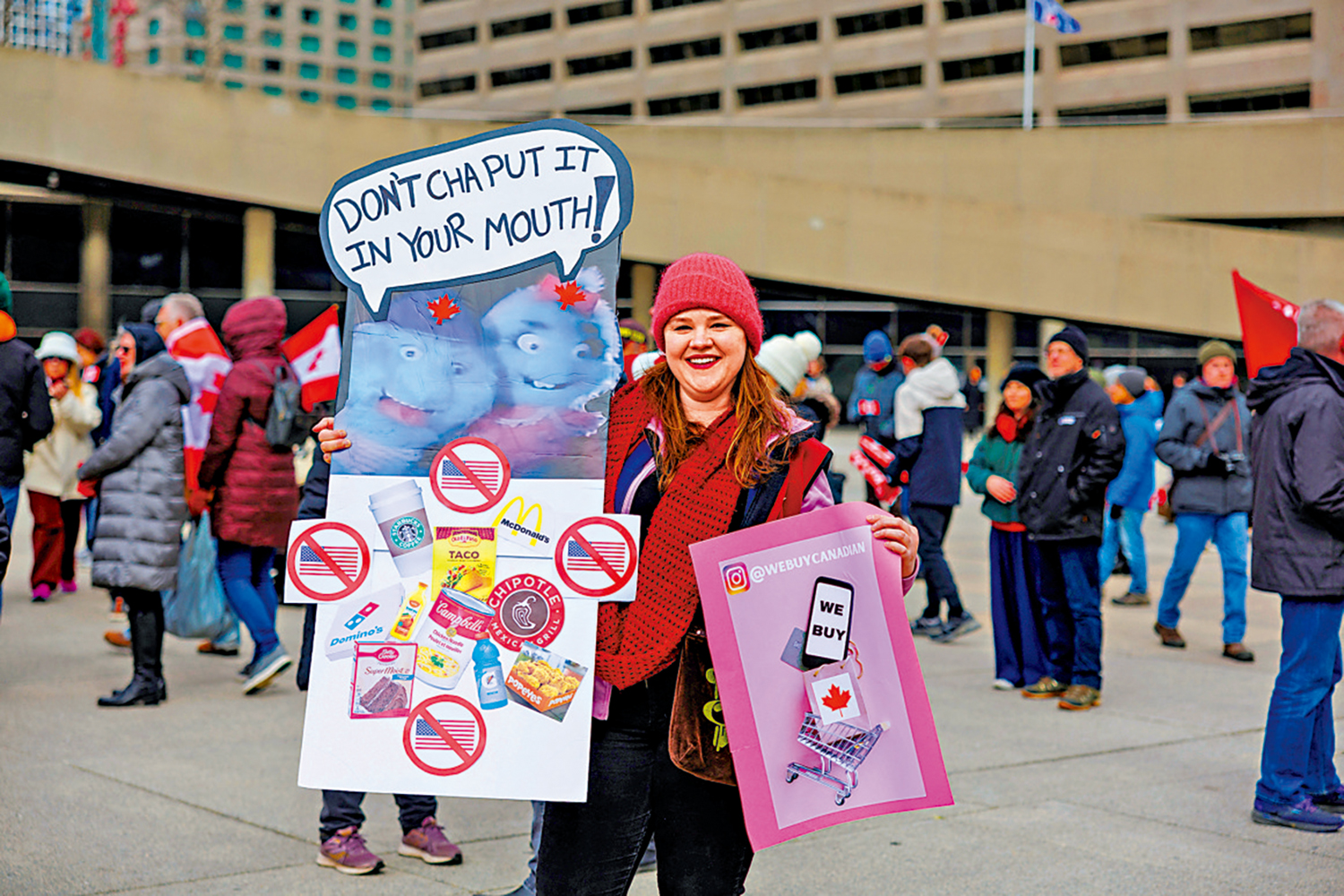 　　圖：加拿大民眾3月22日在多倫多參加反美示威。\路透社