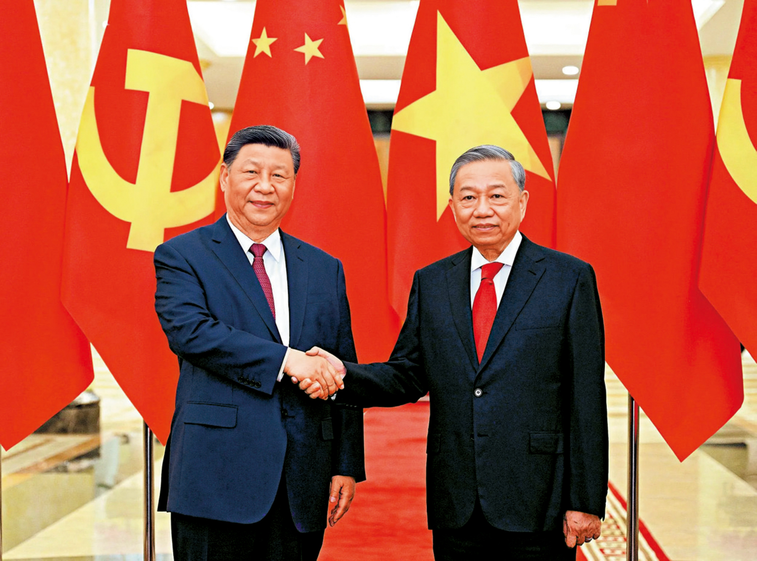 　　圖：14日下午，習近平在越共中央駐地同越共中央總書記蘇林舉行會談。\新華社