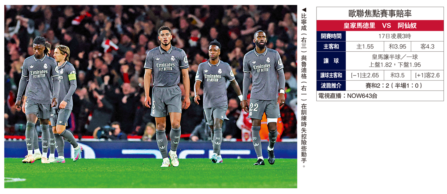 圖:比寧咸(右三)與魯迪格(右一)在訓練時失控險些動手。