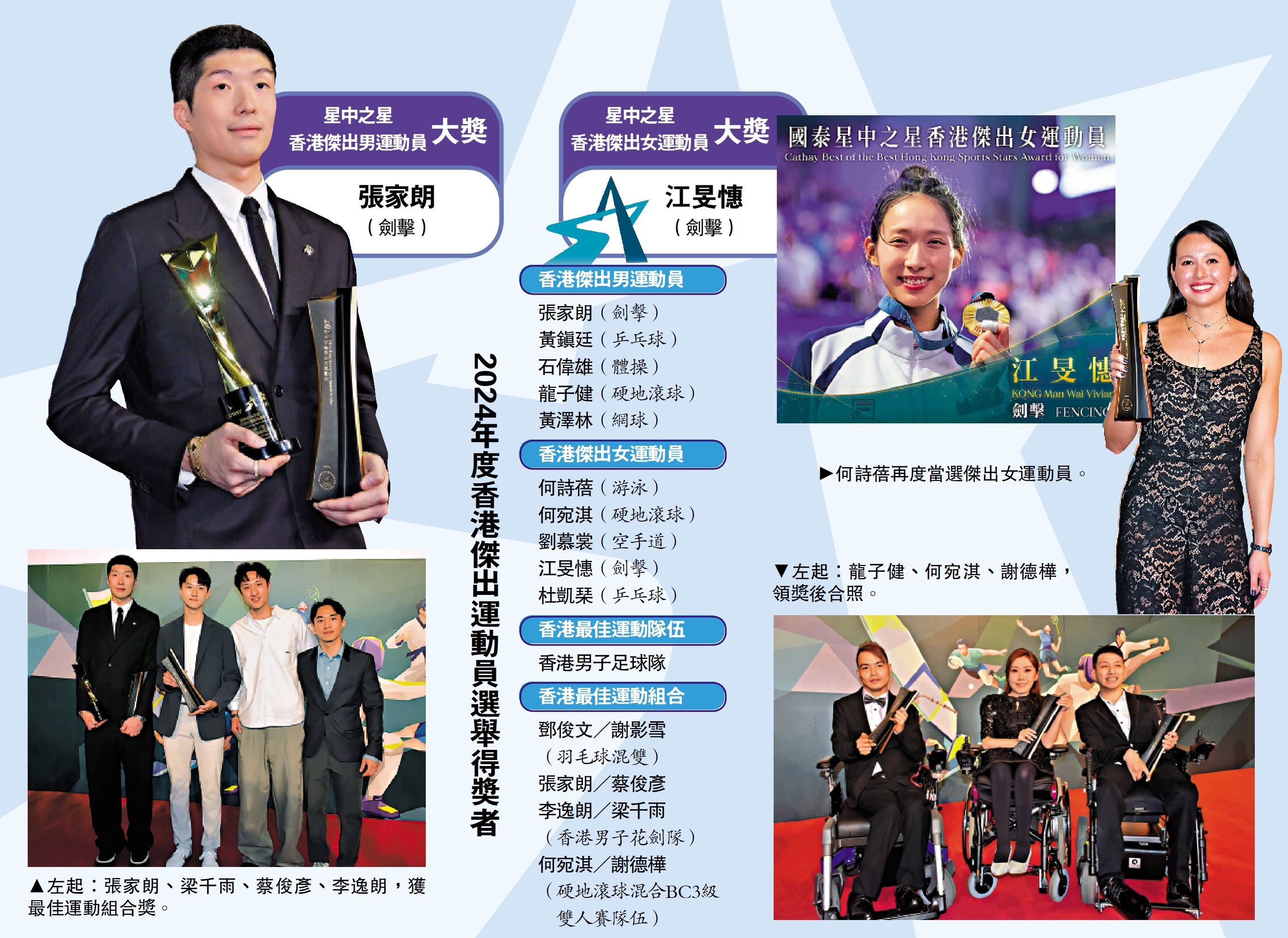 　　圖：2024年度香港傑出運動員選舉得獎者