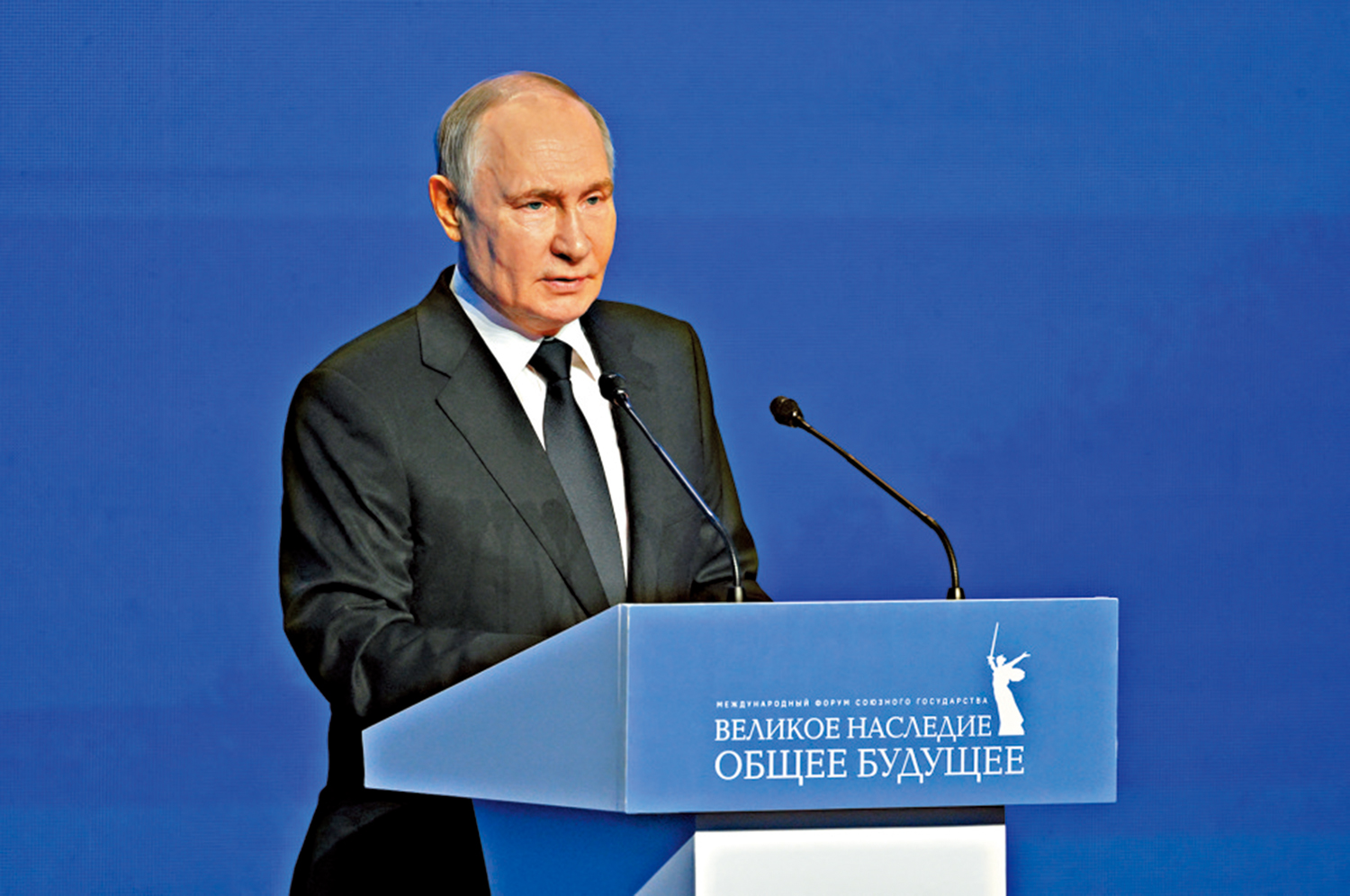 　　圖：俄羅斯總統普京4月29日在紀念衛國戰爭勝利80周年的論壇上發表講話。\路透社