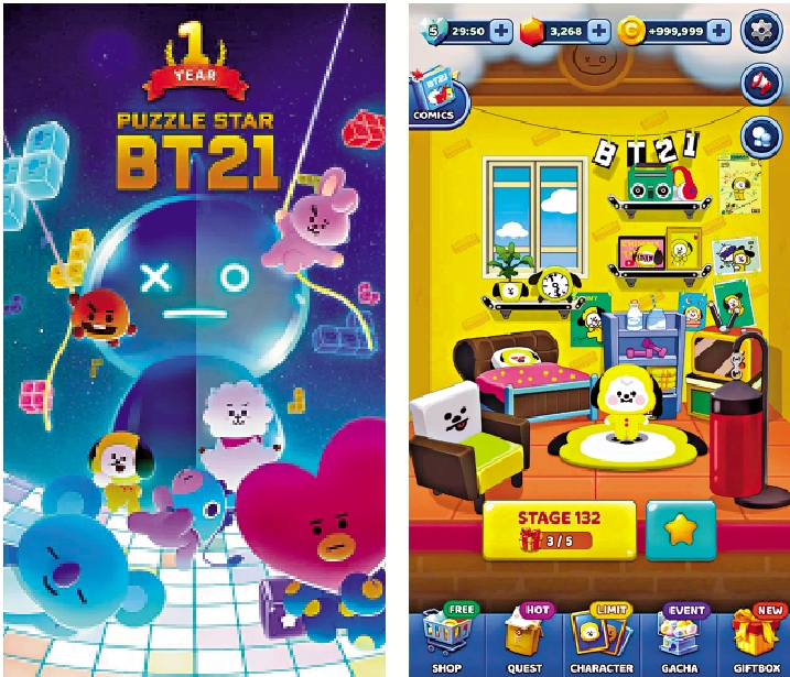 　　圖：遊戲公司推出的BT21相關手遊，一直深受BTS粉絲歡迎。