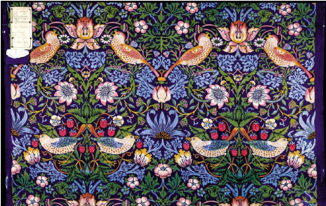 　　圖：威廉·莫里斯設計的家居紡織作品《草莓小偷》。