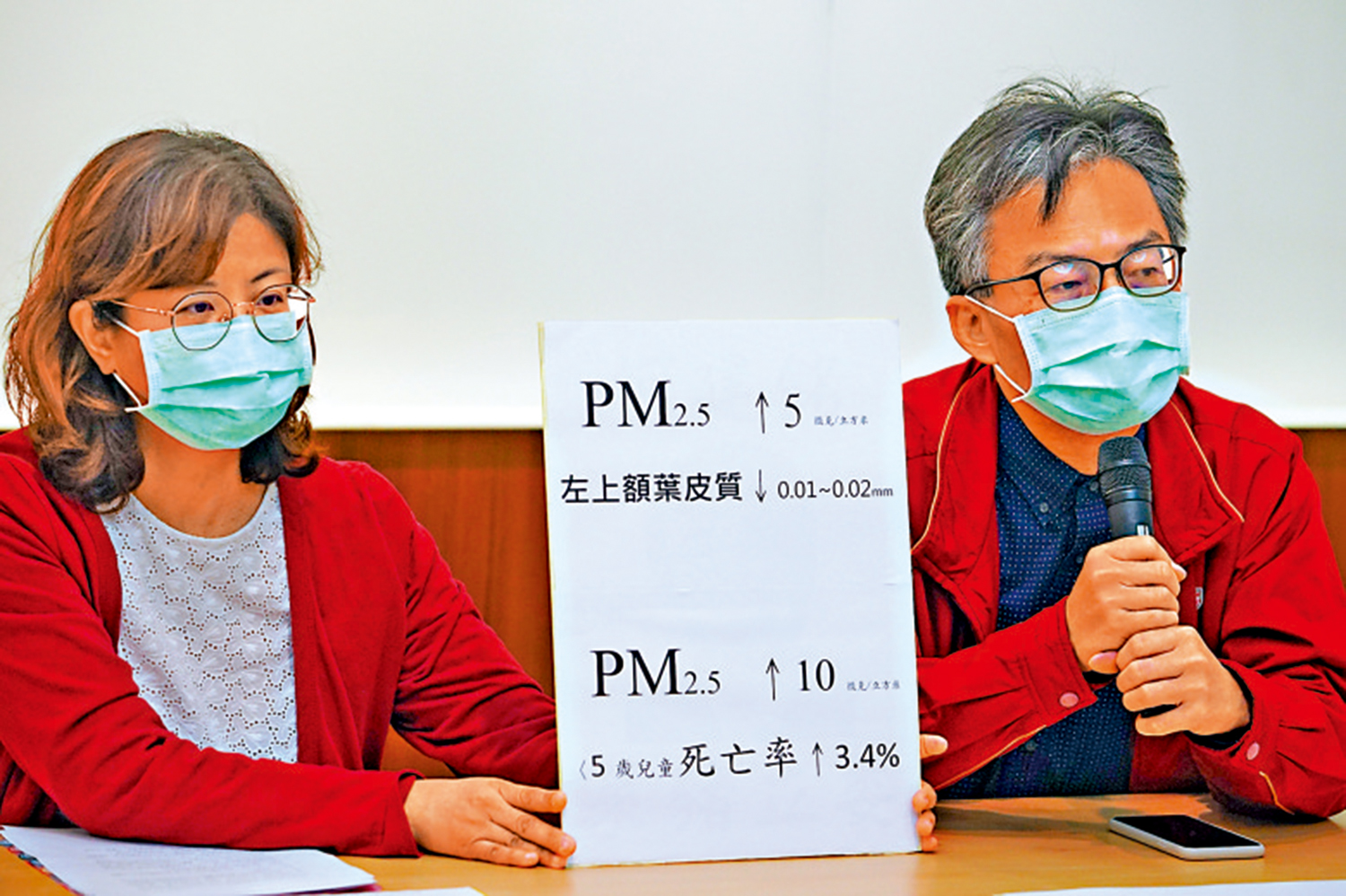 圖:台灣醫界人士舉行記者會,指出台灣南部空污問題嚴重影響兒童健康成長,呼籲台當局關掉燃煤機組。\資料圖片