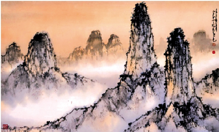 圖:《桂林暮色》 趙少昂 水墨設色紙本(1970年代) 香港藝術館藏