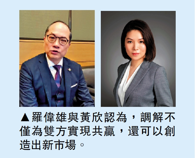　　圖：羅偉雄與黃欣認為，調解不僅為雙方實現共贏，還可以創造出新市場。