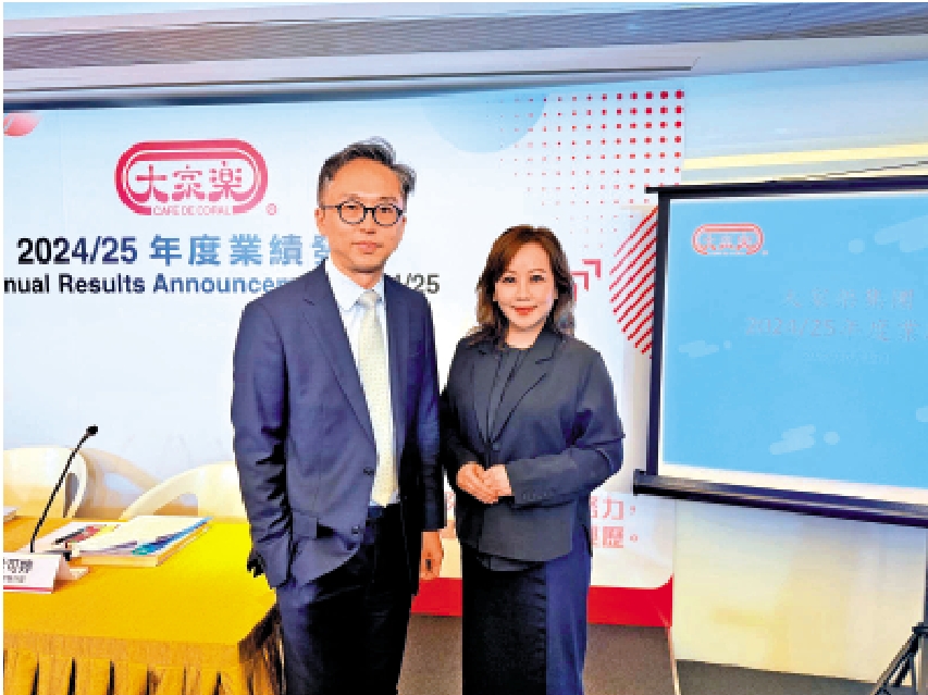 　　圖：大家樂首席執行官梁可婷（右）及首席財務官曾彥昭。\大公報記者李潔儀攝