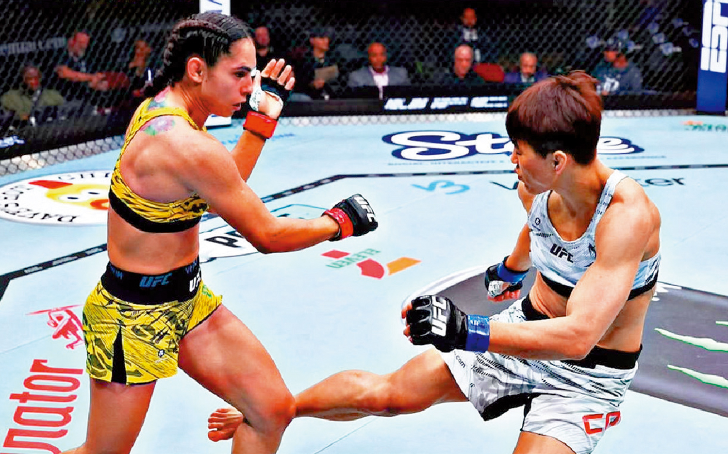 　　圖：王聰（右）在UFC316賽事擊敗阿里安妮‧達‧席爾瓦。