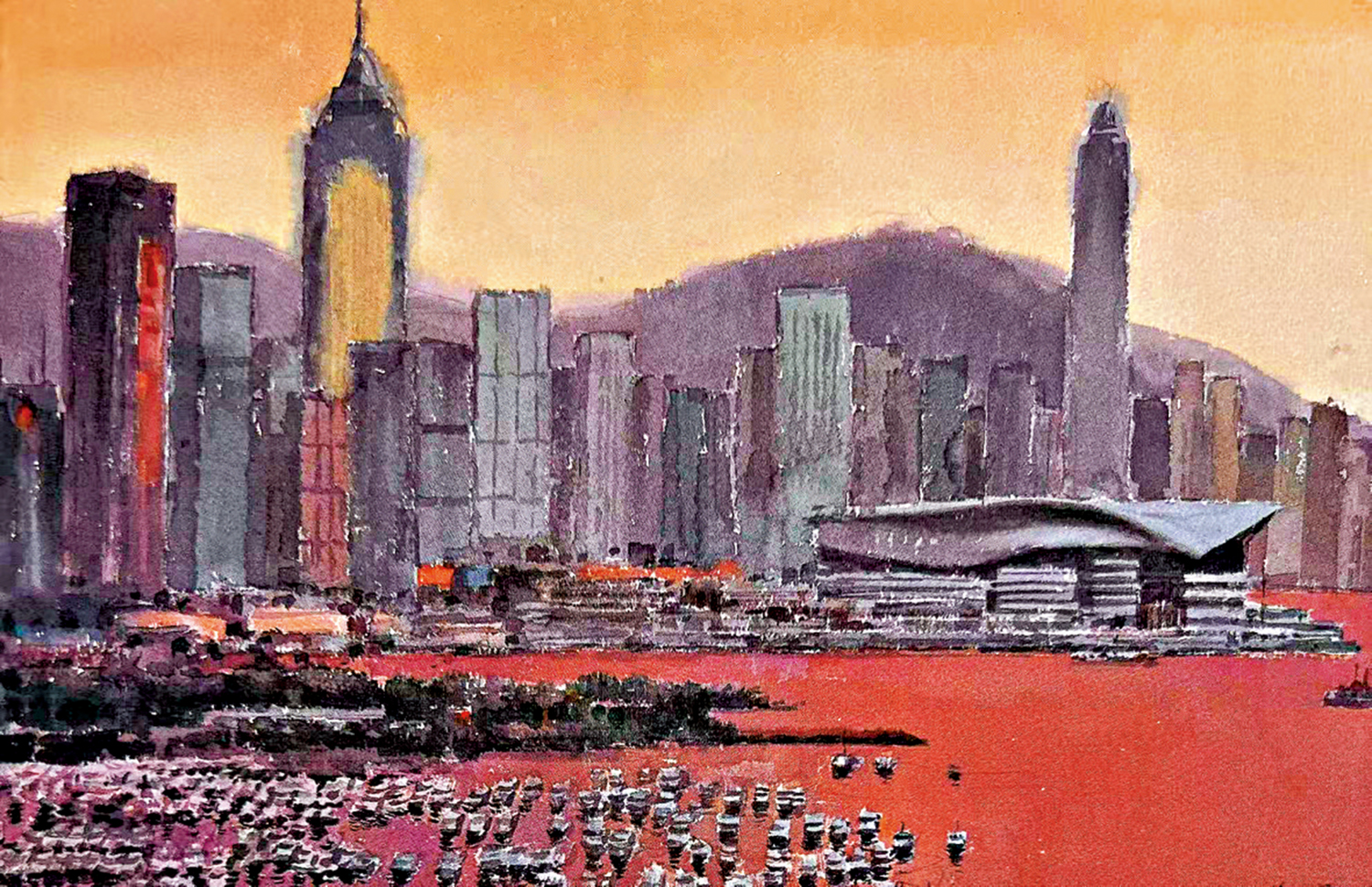 　　圖：港灣一直都是沈平喜歡畫的主題，圖為作品《靜靜的港灣》。