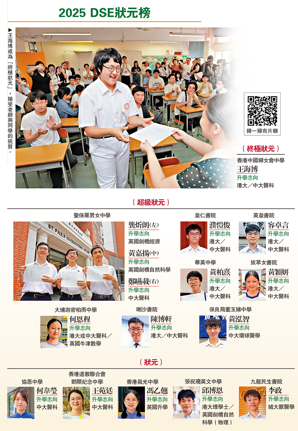 圖:2025 DSE狀元榜