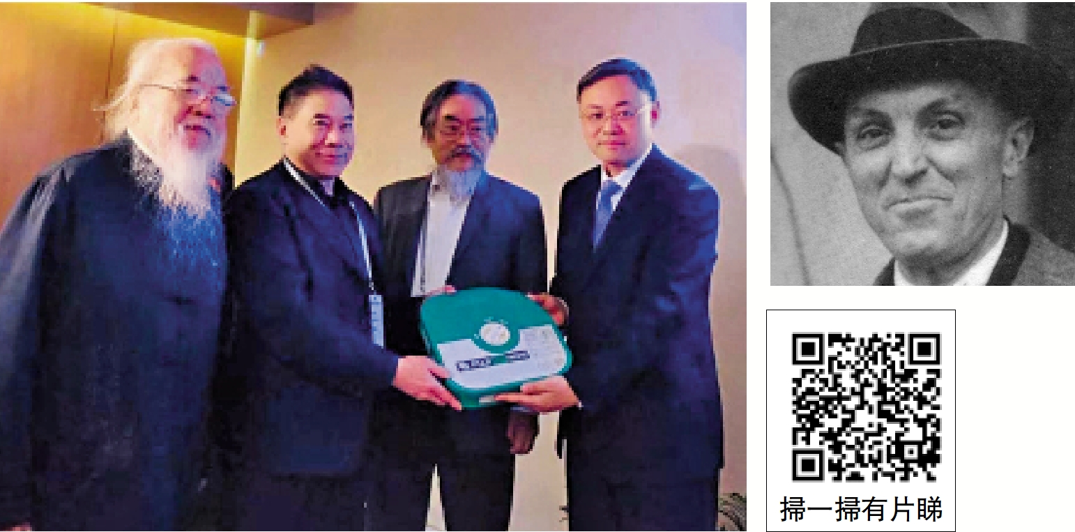 　　左圖：2019年，美國紐約紀念南京大屠殺受難同胞聯合會邵子平（右二）、陳憲中（左一）、姜國鎮（左二）等愛國華人將「37分鐘」版珍貴馬吉影像捐贈給侵華日軍南京大屠殺遇難同胞紀念館。右圖：美國牧師約翰·馬吉拍攝的影像，成為侵華日軍在南京屠殺的鐵證。