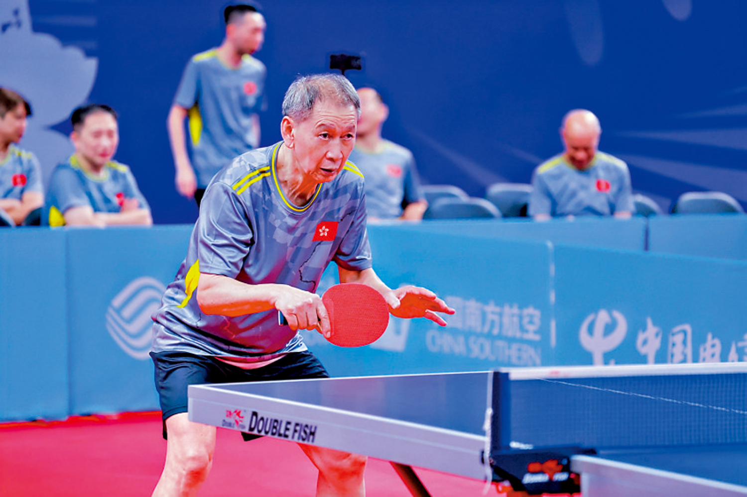 　　圖：張耀釗是本屆全運會群眾賽乒乓球決賽階段年齡最大的選手。\大公報通訊員劉華欣攝