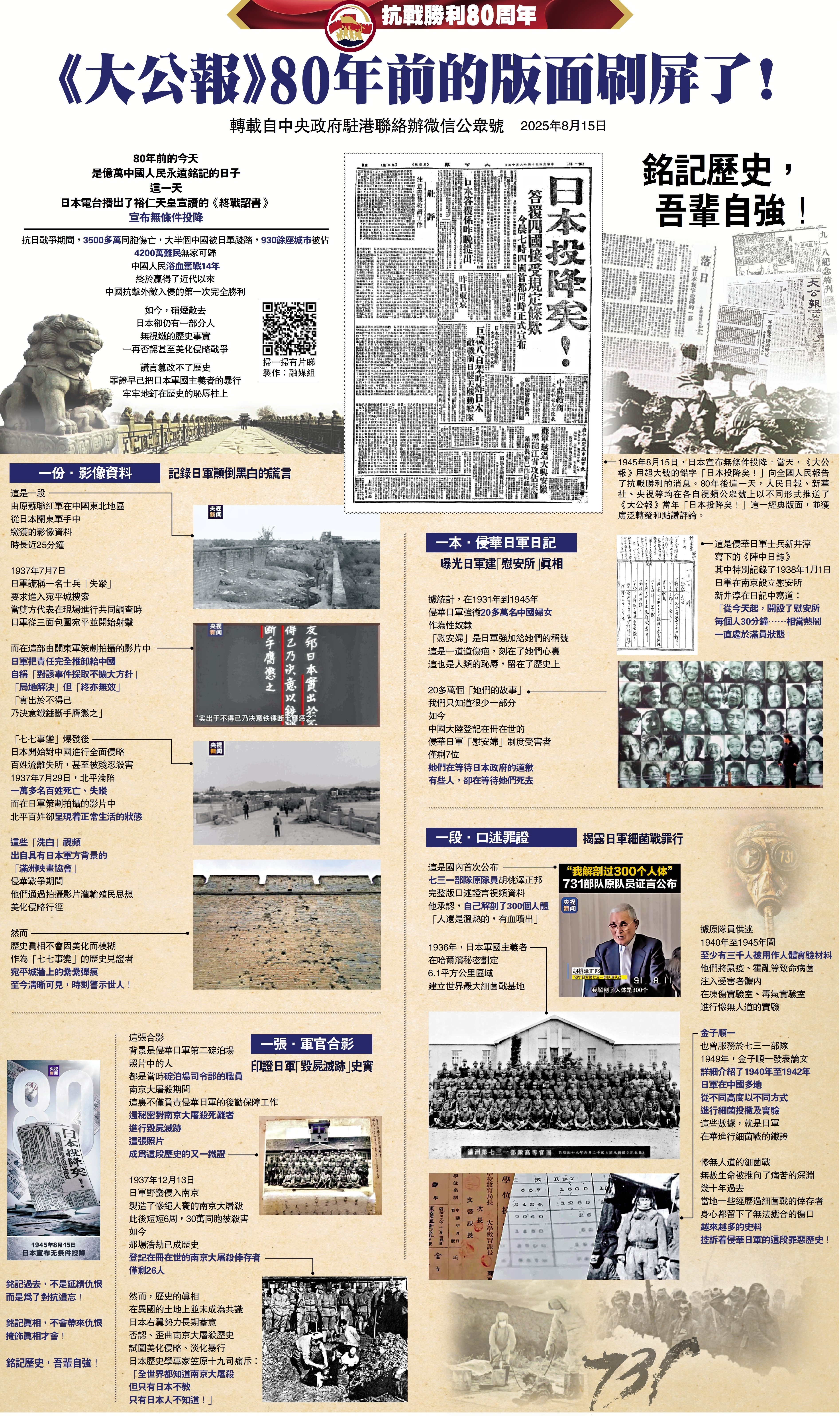 　　圖：《大公報》80年前的版面刷屏了！