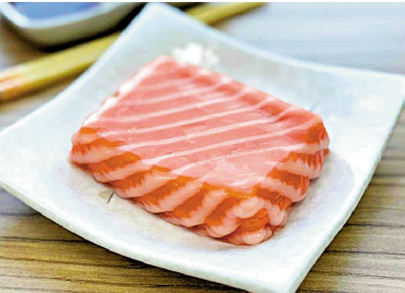 　　圖：3D打印純素三文魚片，口感和外觀媲美真魚。